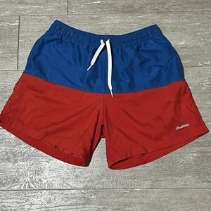 Chubbies Swim Trunks Mens Medium Blue Red Colorblock 5.5 Inseam Lined Quick Dry